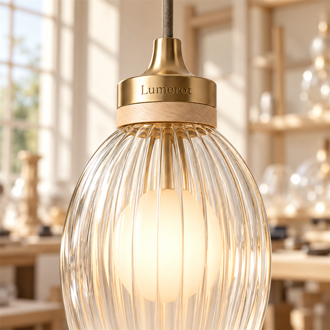 Lumerot Solis Ribbed Glass Pendant - secondary product view