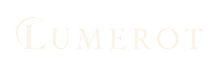 Lumerot warm ivory premium lighting wordmark for dark footer